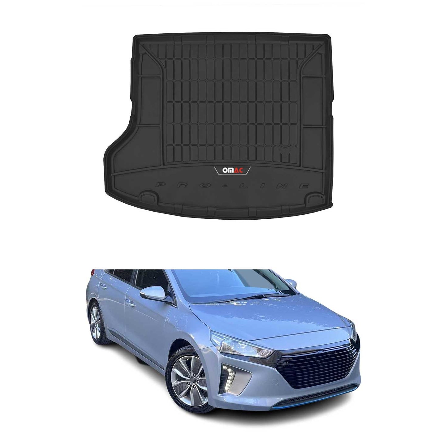 OMAC USA Premium Cargo Liner for Hyundai Ioniq Hybrid – Fits 2017-2022 – All Weather Heavy Duty Trunk Mat, Black