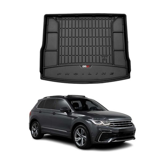 OMAC USA Premium Cargo Liner for Volkswagen Tiguan – Fits 2018-2024 – All Weather Heavy Duty TPE Rubber Trunk Mat, Black