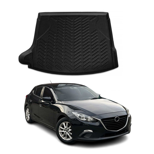 OMAC USA Cargo Liner Trunk Mat All Weather for Hatchback – Fits with 2014-2018 Mazda 3 – Black (1 Pc)