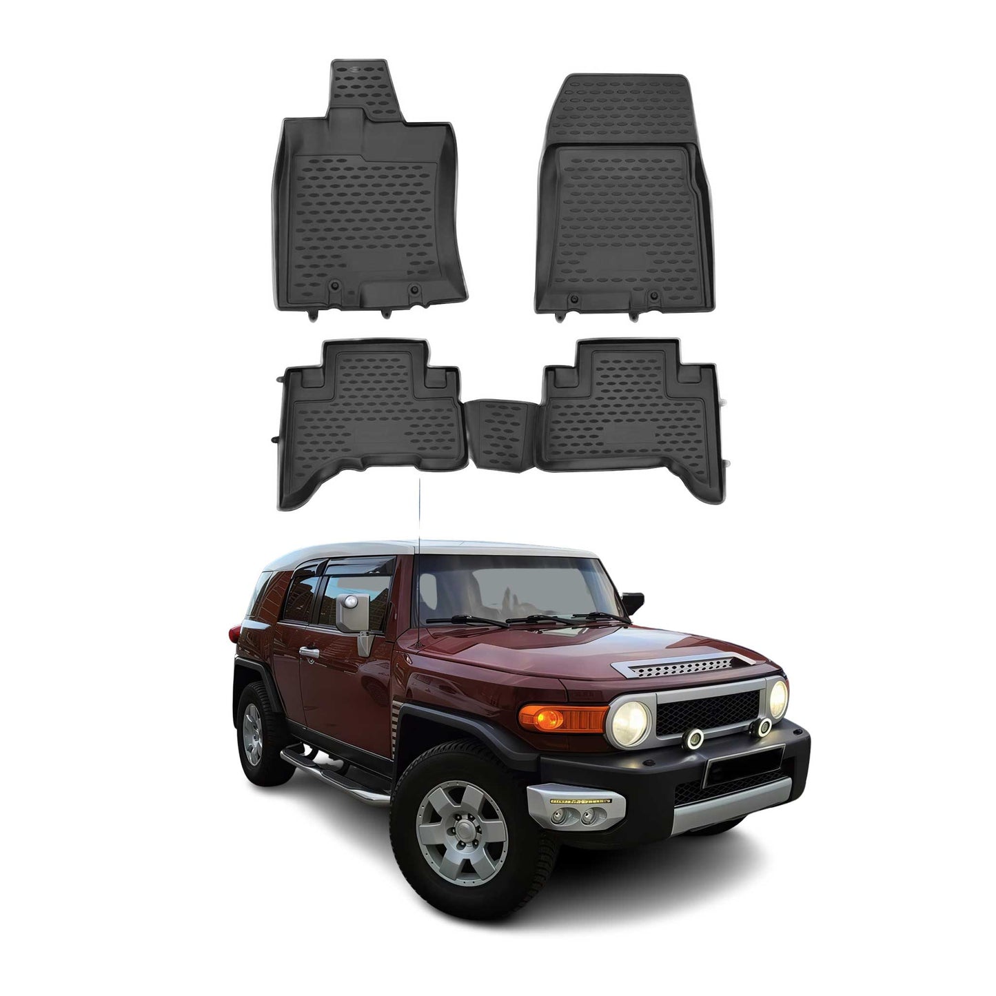 OMAC USA Floor Mats Liners Full Set All Weather for SUV – Fits with 2007-2014 Toyota FJ Cruiser – Black (4 Pcs)