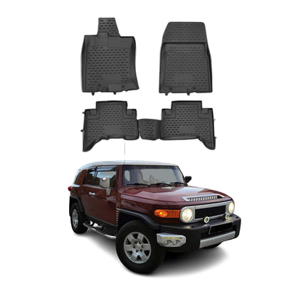 OMAC USA Floor Mats Liners Full Set All Weather for SUV – Fits with 2007-2014 Toyota FJ Cruiser – Black (4 Pcs)