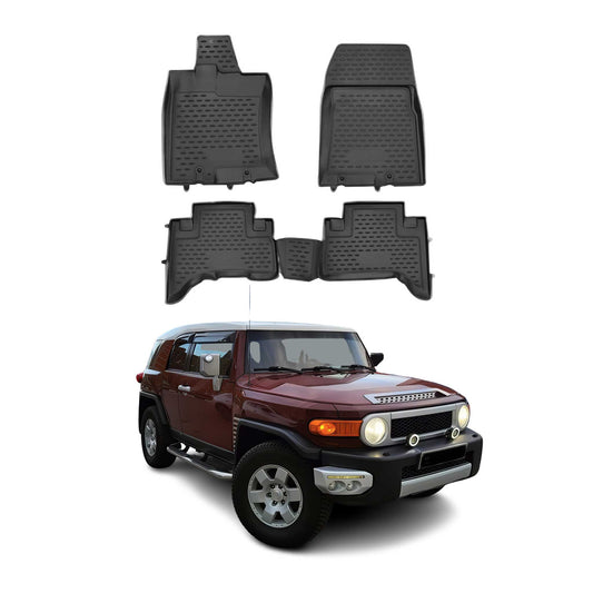 OMAC USA Floor Mats Liners Full Set All Weather for SUV – Fits with 2007-2014 Toyota FJ Cruiser – Black (4 Pcs)