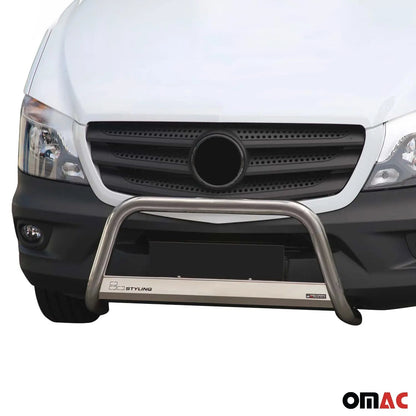 OMAC USA Bull Bar Push Front Bumper Grille for Vans – Fits 2014–2018 Mercedes Sprinter W906 (Silver, 1Pc)