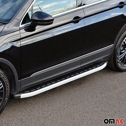 Omac USA Aluminum Running Boards, Side Steps for SUV – Fits with 2010-2015 Hyundai Tucson – Silver & Black (2 Pcs)