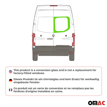 OMAC USA Right Barn Door Window Glass – Fits 2019–2025 Mercedes Sprinter W907/W910 L1–L4 – Black Tempered Auto Glass Replacement (1 Pc)