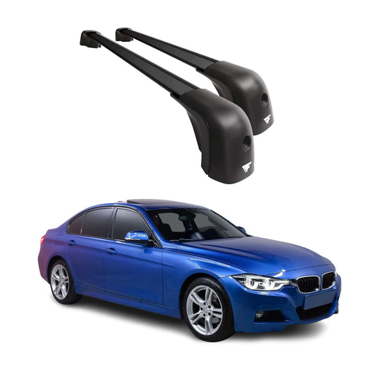 Omac USA Roof Rack Cross Bars Luggage Carrier for Cars – Fits with 2012-2019 BMW 3 Series F30 (2 Pcs, Black, Aluminum)