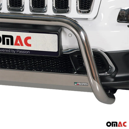 OMAC USA Bull Bar Push Front Bumper Grille for SUVs – Fits 2014–2023 Jeep Cherokee (Silver, 1Pc, Non-Trailhawk)