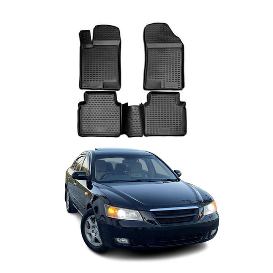OMAC USA Floor Mats Liners Full Set All Weather for Car – Fits with 2006-2010 Hyundai Sonata – Black (4 Pcs)