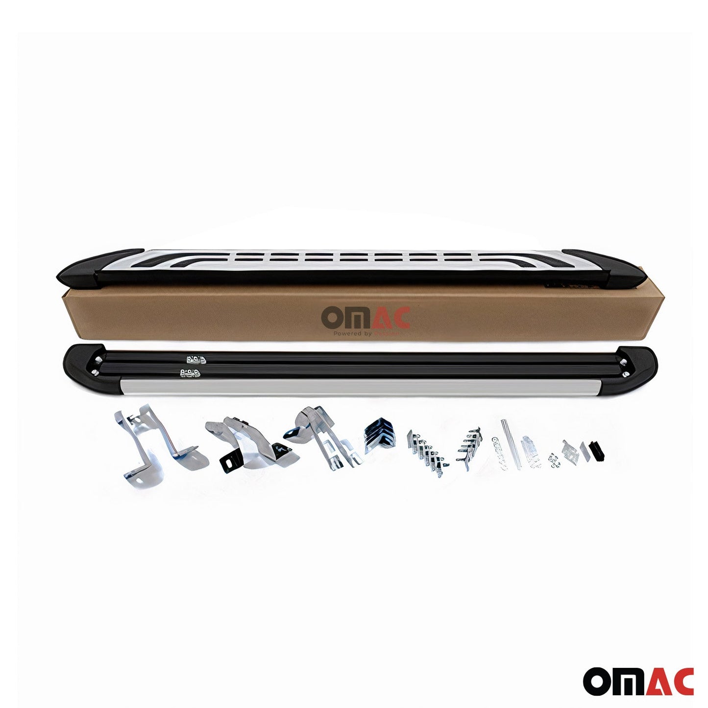 Omac USA Aluminum Running Boards, Side Steps for SUV – Fits with 1997-2005 Mercedes M-Class W163 – Silver (2 Pcs)