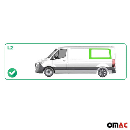 OMAC USA Rear Left Side Window Glass for Vans – Fits 2010–2018 Mercedes Sprinter W906 L2 (Tempered, Black, 1Pc)