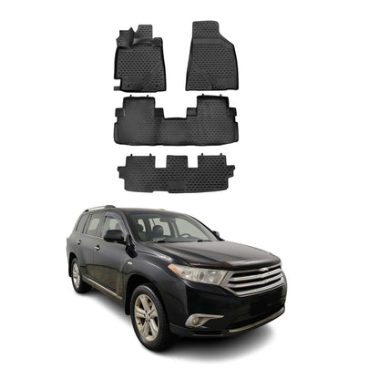 OMAC USA Floor Mats Liners Full Set All Weather Black for SUV – Fits with 2008-2013 Toyota Highlander (4 Pcs)