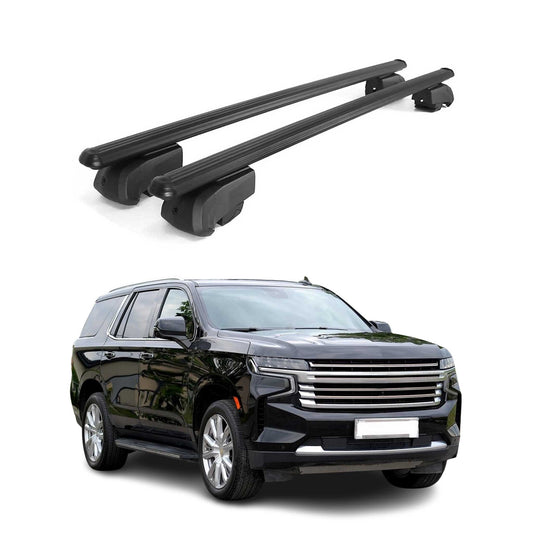 OMAC USA Roof Rack Cross Bars for Car – Fits 2021-2025 Chevrolet Tahoe (Excludes Models Without OEM Fixed Points) – Aluminium Black (2 Pcs)