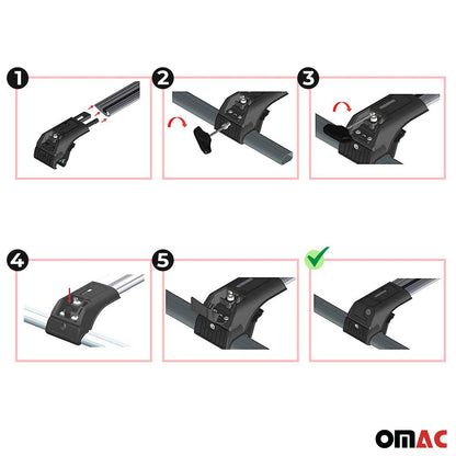 OMAC USA Roof Rack Cross Bars for Car – Fits 2016-2020 Kia Sorento (Excludes Models Without OEM Fixed Points) – Aluminium Black (2 Pcs)
