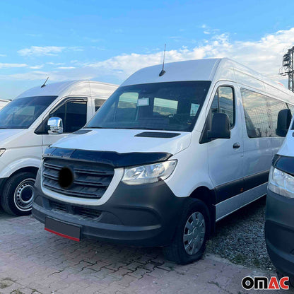 OMAC USA Front Bug Shield Hood Deflector for Van – Fits 2019-2025 Mercedes Sprinter W907/W910 – Black Acrylic (3 Pcs)