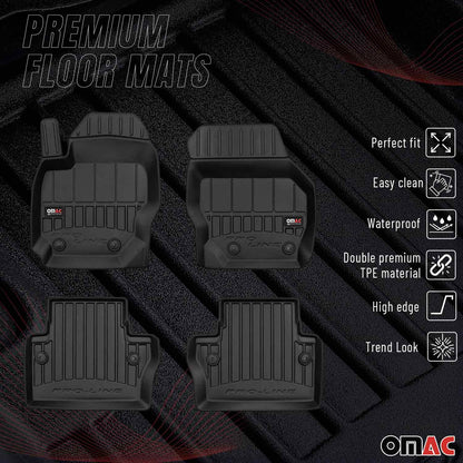 OMAC USA Premium Floor Mats Liners for Cars – Fits 2007-2016 Volvo S80, V70, XC70 (Black, 4 Pcs)