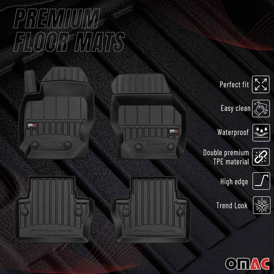 OMAC USA Premium Floor Mats Liners for Cars – Fits 2007-2016 Volvo S80, V70, XC70 (Black, 4 Pcs)