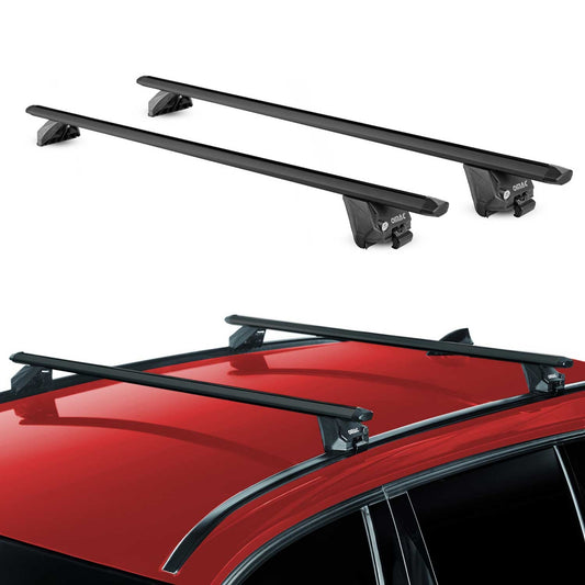 OMAC USA Roof Rack Cross Bars 44" Luggage Carrier for Flush Roof Rails – Aluminium Black (2 Pcs)
