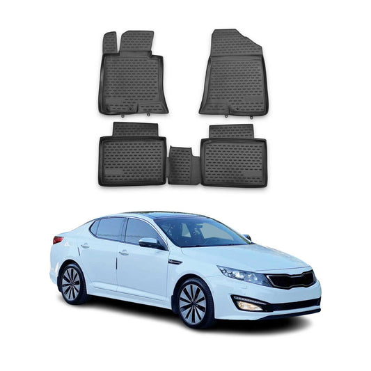 OMAC USA Floor Mats Liners Full Set All Weather for Car – Fits with 2011-2014 Kia Optima – Black (4 Pcs)