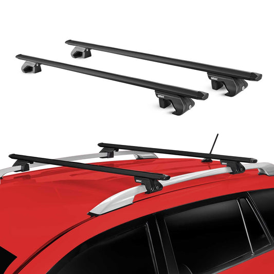 OMAC USA Roof Rack Cross Bars 47" Luggage Carrier for Raised Roof Rails – Aluminium Black (2 Pcs)