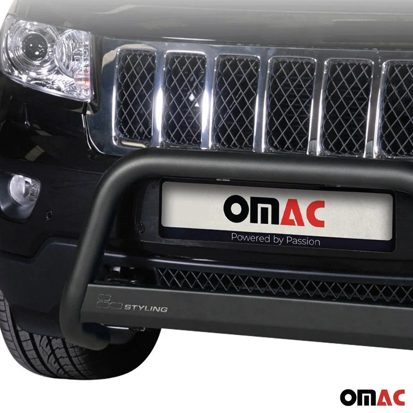 OMAC USA Bull Bar Push Front Bumper Grille Guard – Fits 2011–2014 Jeep Grand Cherokee – Black Steel, 1 Pc
