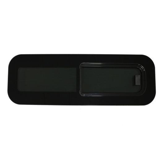OMAC USA RV Teardrop Window – Horizontal Sliding Right Vent Glass – Universal Fit (Not Passenger Vans) – 31.4" x 10.6" Tempered Glass, Black (1 Pc)
