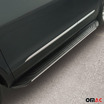 Omac USA Aluminum Running Boards, Side Steps for Van – Fits with 2003-2014 Mercedes Vito W639 L1 / L2 – Silver & Black (2 Pcs)