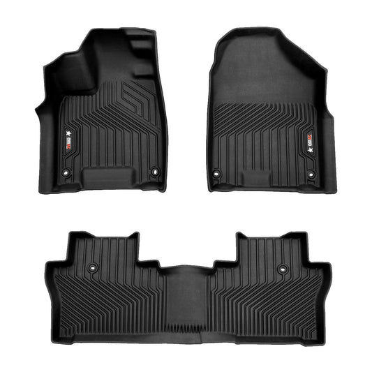 OMAC USA Premium Floor Mats Liners for SUV – Fits 2016–2022 Honda Pilot – First & Second Row Set All Weather Heavy Duty Black (3 Pcs)