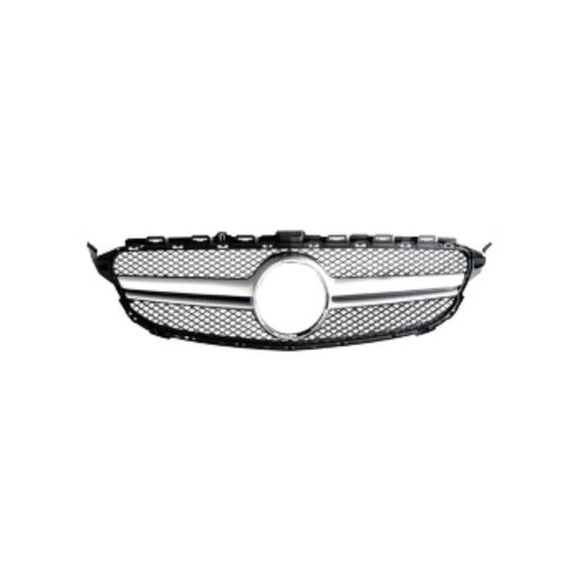 OMAC USA Front Grille Mesh AMG Style for Cars – Fits 2019–2021 Mercedes-Benz C-Class C180, C200, C250, C300, C350e (Chrome, W/O Camera Hole)