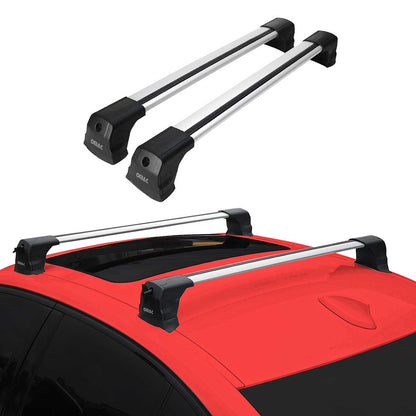 OMAC USA Roof Rack Cross Bars for Car – Fits 2004-2012 BMW 3 Series E90 Sedan / E91 Touring – Aluminium Silver (2 Pcs)