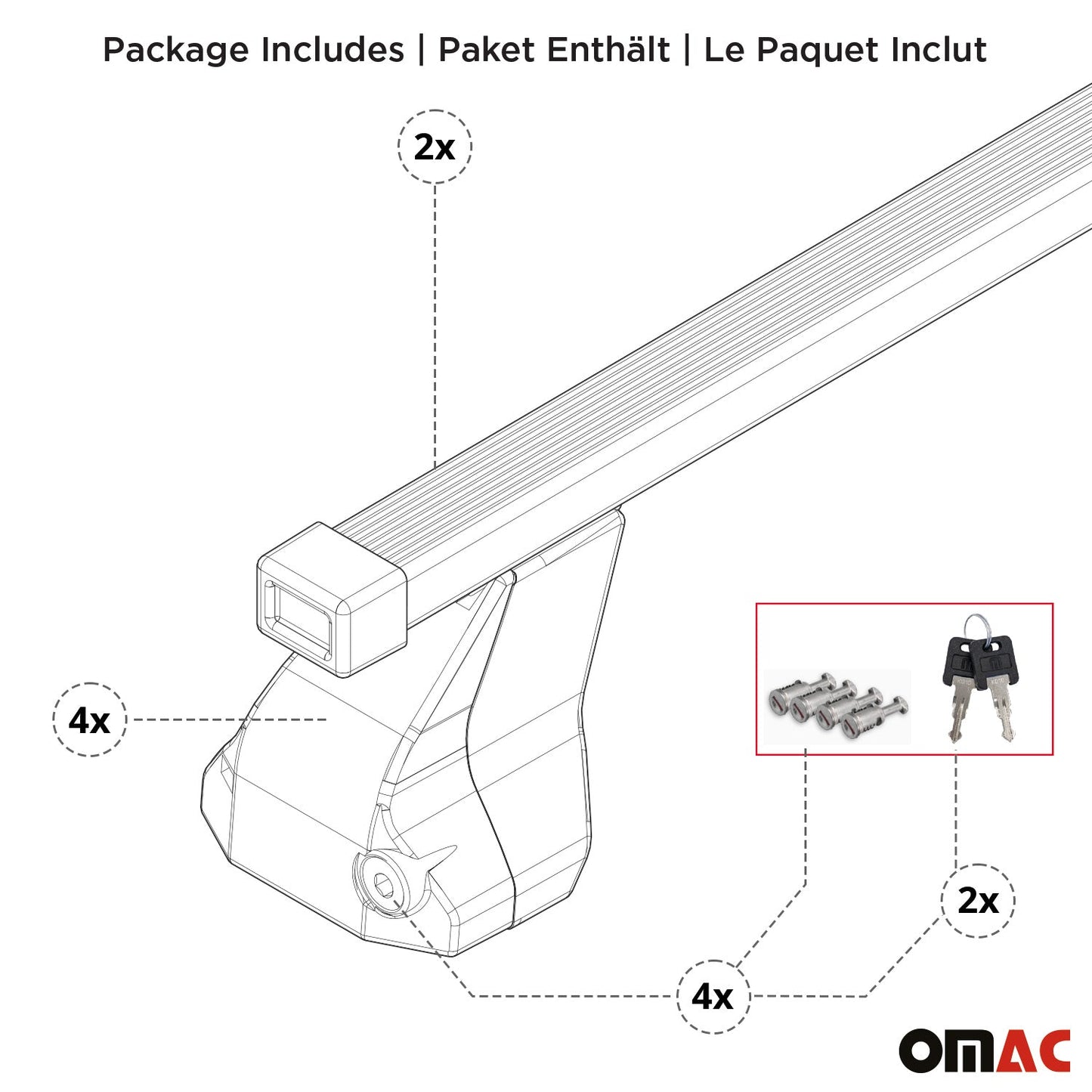 OMAC USA Roof Rack Cross Bars for Car – Fits 2017-2023 Subaru Impreza (Excludes Models Without OEM Fixed Points) – Steel Black (2 Pcs)