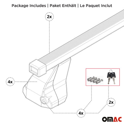 OMAC USA Roof Rack Cross Bars for Car – Fits 2017-2023 Subaru Impreza (Excludes Models Without OEM Fixed Points) – Steel Black (2 Pcs)