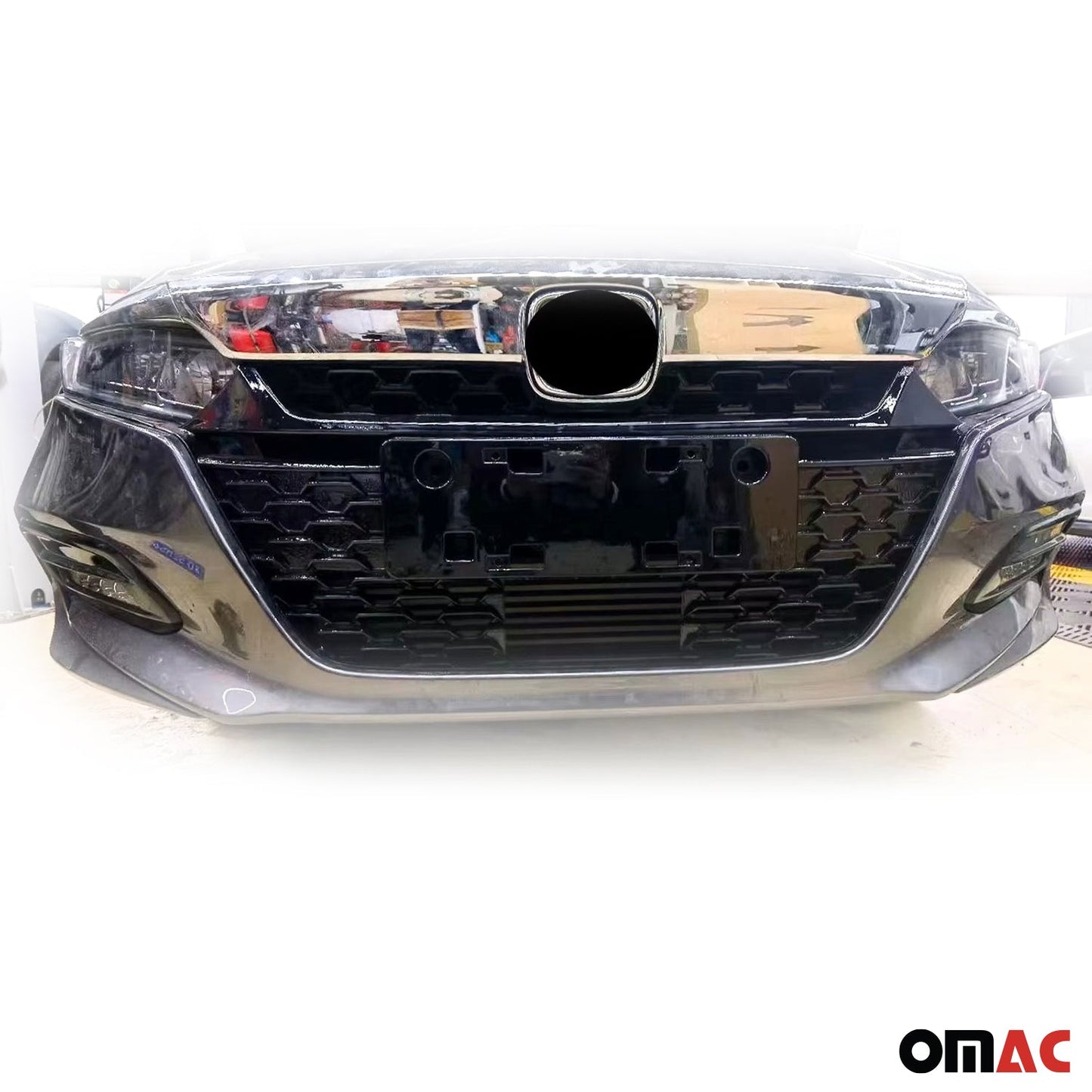 OMAC USA Front Grille Set for Sedan – Fits 2021-2022 Honda Accord FL – Chrome & Black Style Exterior Upgrade