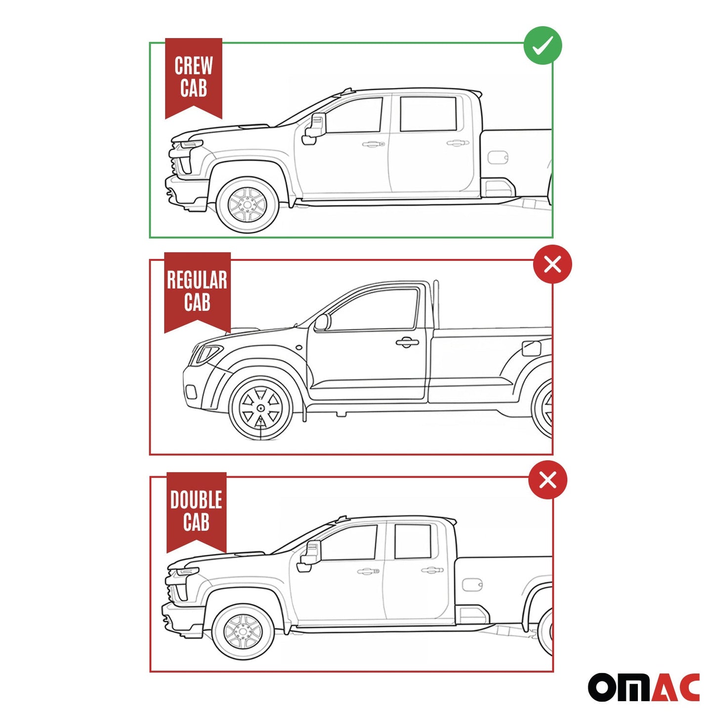 OMAC USA Premium Floor Mats for Truck – First & Second Row – fits with 2015–2023 Ford F-150 SuperCrew – Black (3 Pcs)