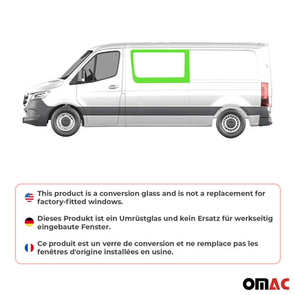 OMAC USA Front Left Window Glass for Vans – Fits 2010–2018 Mercedes Sprinter W906 L2 L3 L4 (Black, 1Pc)