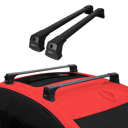 OMAC USA Roof Rack Cross Bars Luggage Carrier for Fix Point – Fits with 2004-2012 BMW 3 Series E90 Sedan / E91 Touring – Aluminium Black (2 Pcs)