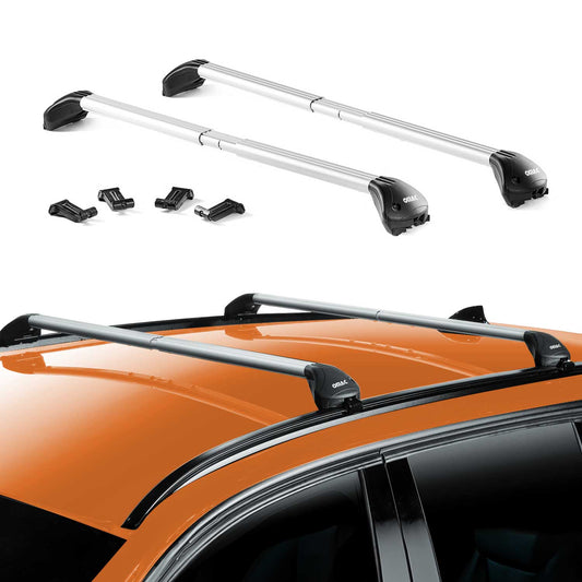 OMAC USA Adjustable Roof Rack Cross Bars Luggage Carrier for Flush Roof Rails (39"-51") – Aluminium Silver (2 Pcs)