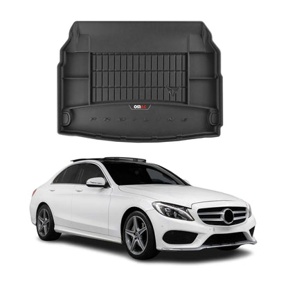 OMAC USA Premium Cargo Liner Trunk Rubber Mat for Car – Fits with 2015-2021 Mercedes C-Class W205 – All Weather Heavy Duty, Black (1 Pc)