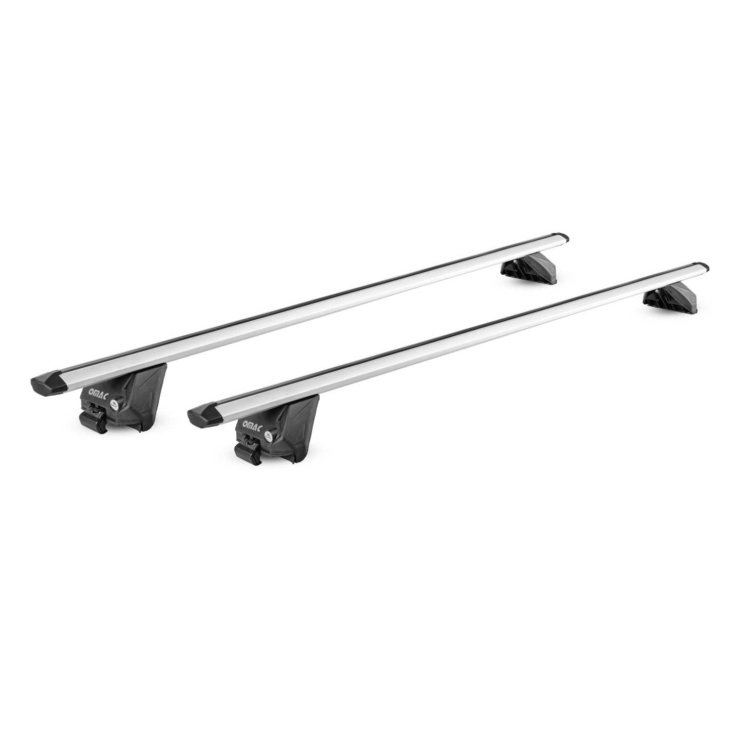 OMAC USA Roof Rack Cross Bars 44" Luggage Carrier for Flush Roof Rails – Aluminium Silver (2 Pcs)