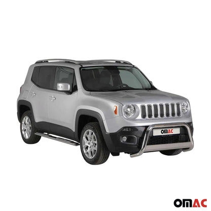 OMAC USA Bull Bar Push Front Bumper Grille for SUV – Fits 2015-2018 Jeep Renegade – Silver Stainless Steel (1 Pc)