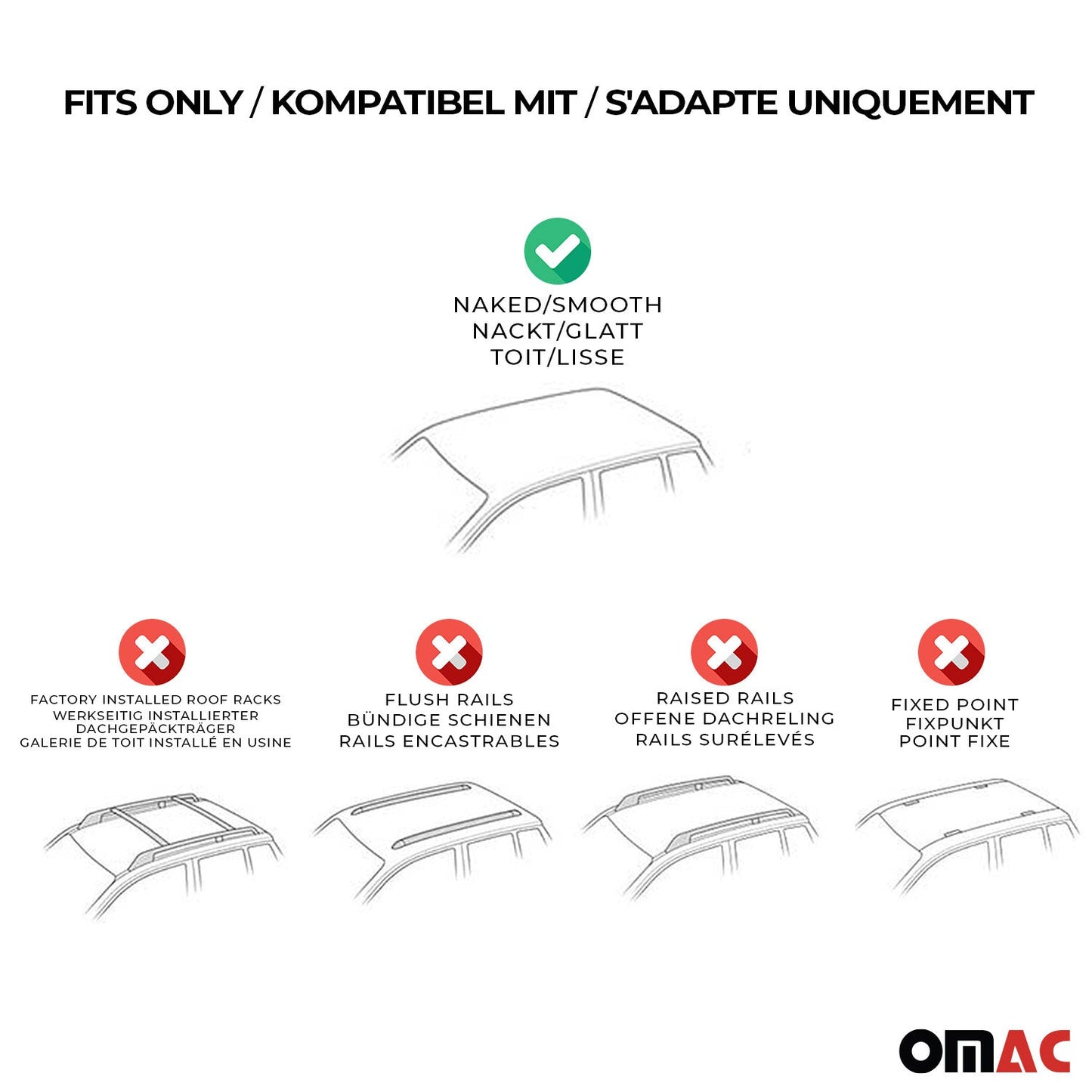 Omac USA Roof Rack Cross Bars Luggage Carrier for SUV – Fits with 2013-2016 Mazda CX-5 (2 Pcs, Black, Aluminum)