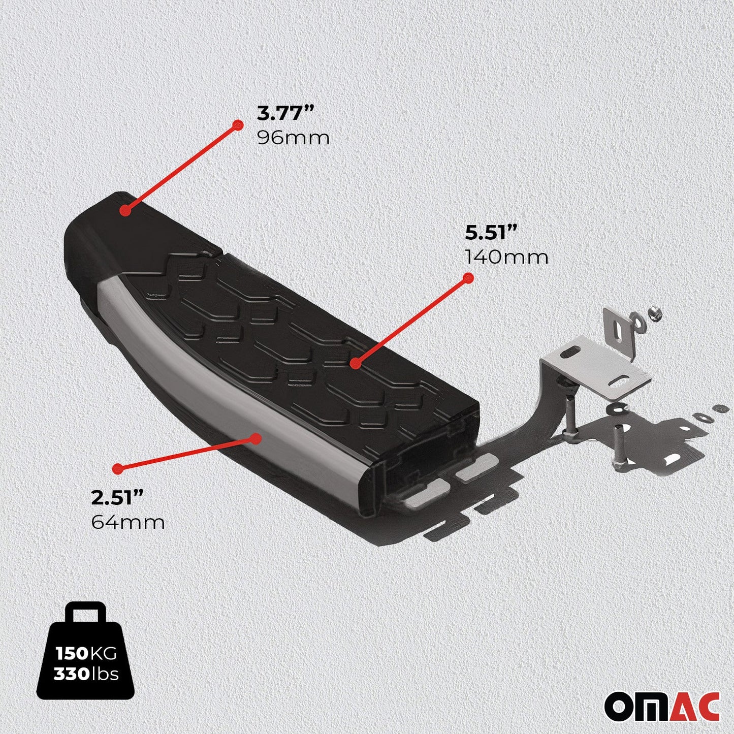 Omac USA Aluminum Running Boards, Side Steps for Van – Fits with 2010-2013 Ford Transit Connect L1 SWB – Silver & Black (2 Pcs)