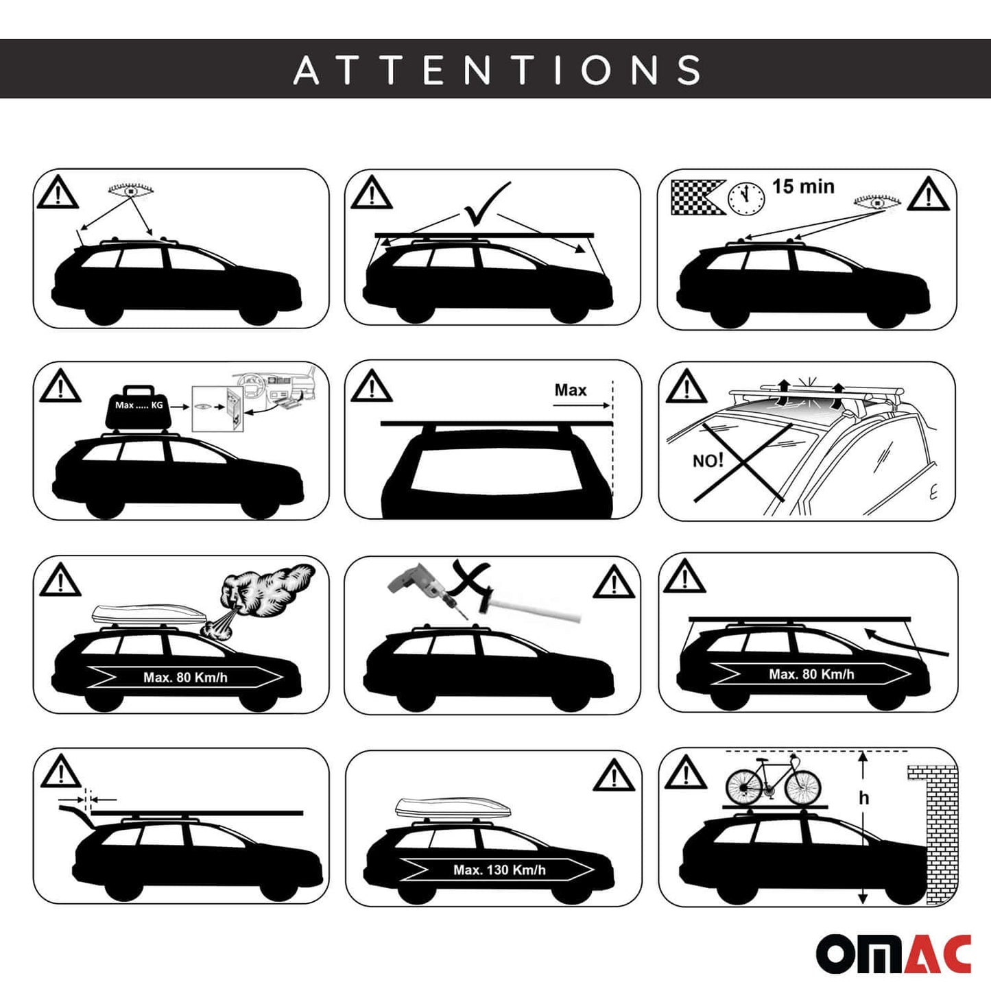 OMAC USA Roof Rack Cross Bars for Car – Fits 2009-2019 Subaru Forester (Excludes Models Without OEM Fixed Points) – Aluminium Silver (2 Pcs)