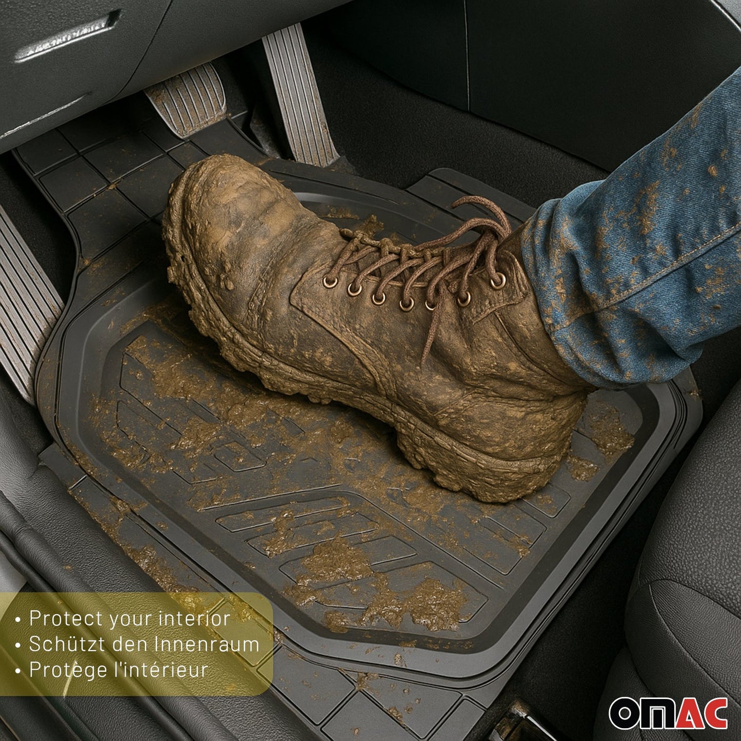 Omac USA Semi-Custom Rubber Floor Mats Liners for Cars – Fits with 2020-2025 Mercedes GLB-Class X257 (4 Pcs)