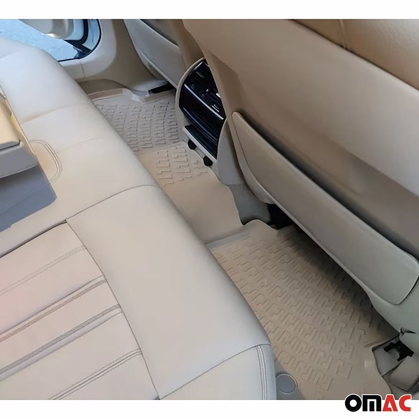 Omac USA Premium Rubber Floor Mats Liners for Cars – Fits with 2020-2025 Toyota Corolla Sedan (4 Pcs, All Weather, Beige)