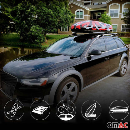 Omac USA Roof Rack Cross Bars Luggage Carrier for SUV – Fits with 2007-2012 Hyundai Veracruz (2 Pcs, Silver, Aluminum)