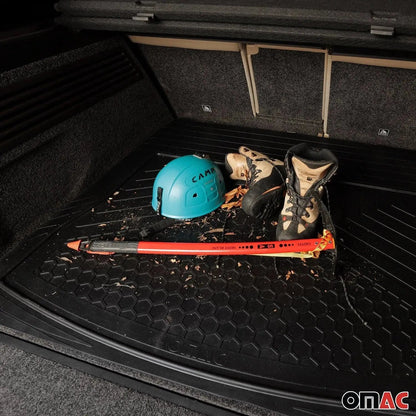 OMAC USA Cargo Liner Trunk Mat 3D Molded Waterproof Rubber Universal Fit – Black (1 Pc)