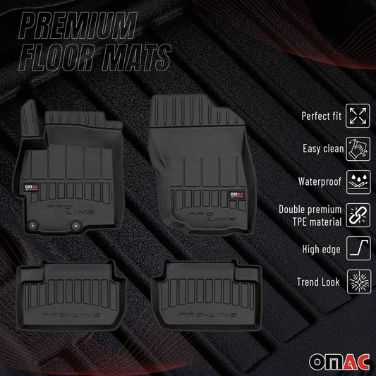 OMAC USA Premium Floor Mats Liners for Cars – Fits 2008-2017 Mitsubishi Lancer / Lancer Evo (Black, 4 Pcs, All Weather Heavy Duty)