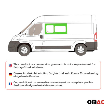 OMAC USA Sliding Window Glass Front Left Side – Fits 2014–2024 RAM ProMaster L2/L3/L4 – Black Tempered Auto Glass Replacement (1 Pc)