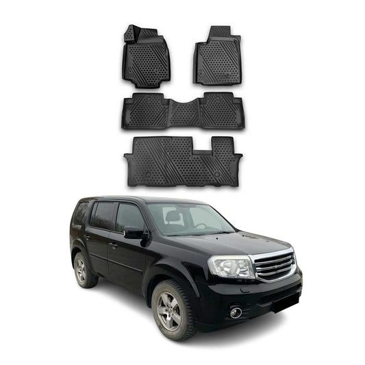 OMAC USA Floor Mats Liners Full Set All Weather Black for SUV – Fits with 2009-2015 Honda Pilot (4 Pcs)