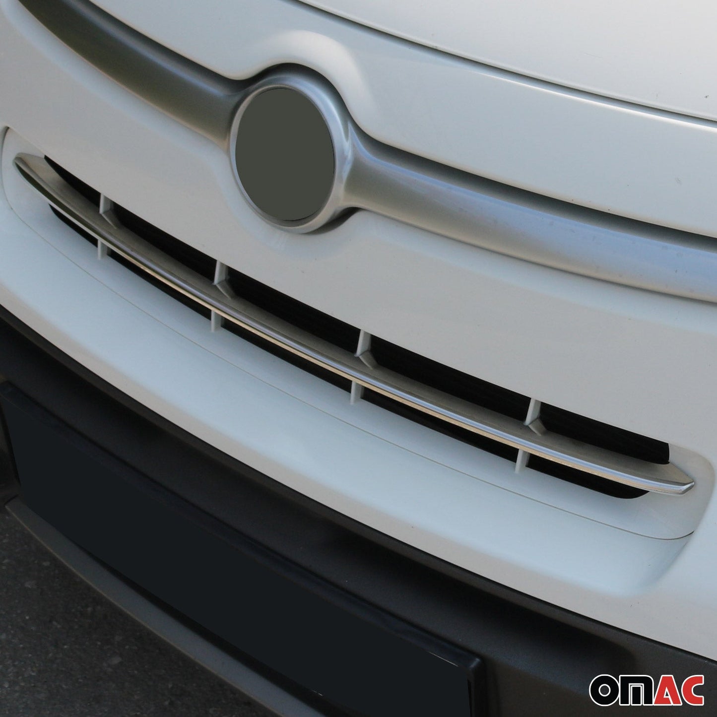 OMAC USA Front Bumper Grill Trim Molding for Cars – Fits 2014–2020 Fiat 500L Popstar - 1Pc (Stainless Steel, Chrome)